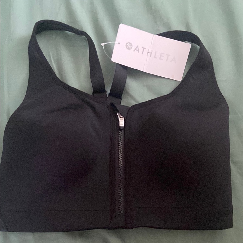 Athleta Black Zip Front Sports Bra